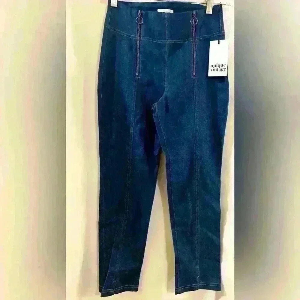Unique Vintage 1950's retro high waisted double zipper capris XS-Size 2